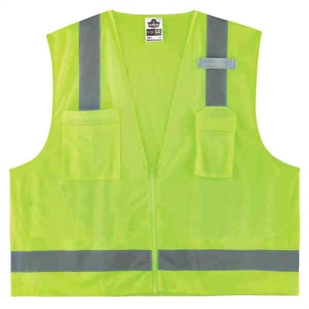 ERGODYNE 8249Z L/XL Lime Type R Class 2 Economy Surveyors Vest 24025